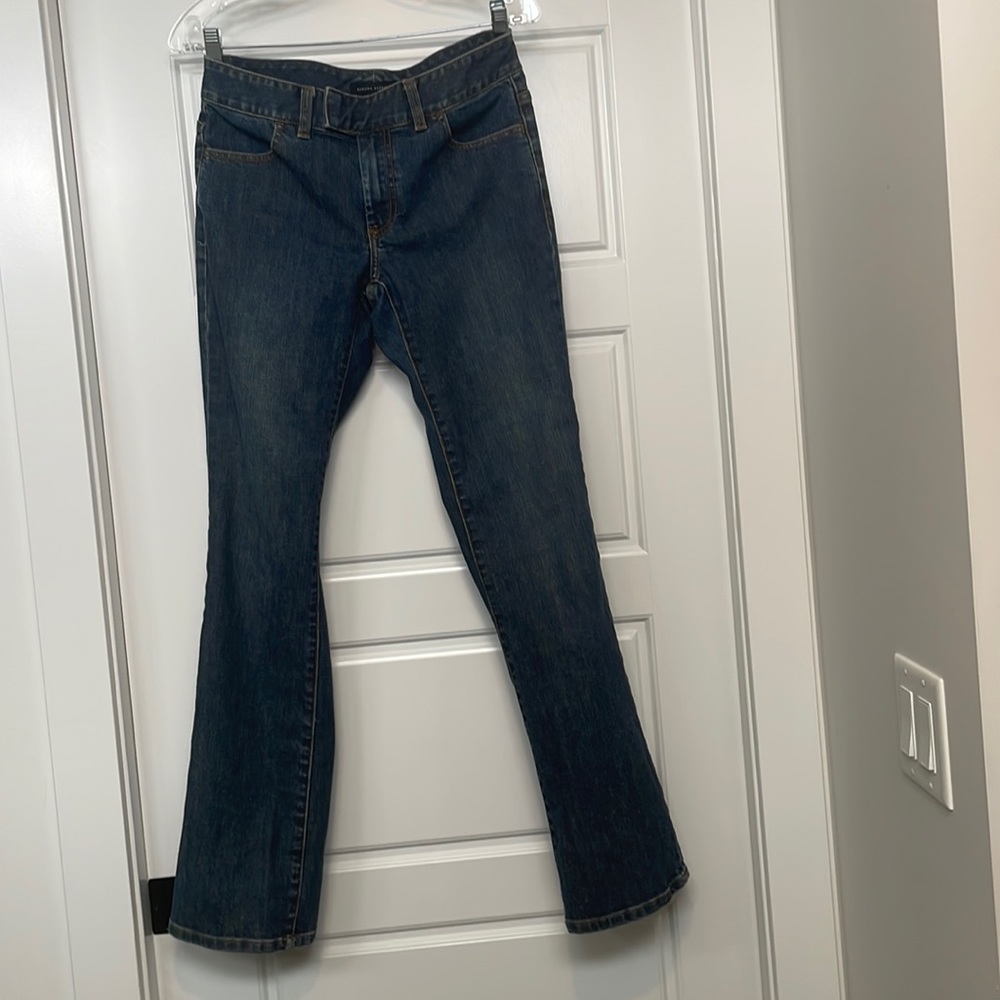 Dark wash low rise Banana republic flare cotton stretch